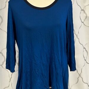 Ann Taylor Blue Relaxed Blouse with Full Sleeves